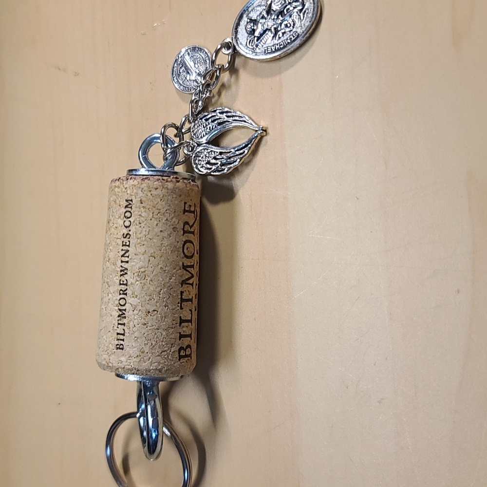 St Michael Religious Cork Key Chain - Assorted Christian Charms - Hand crafted